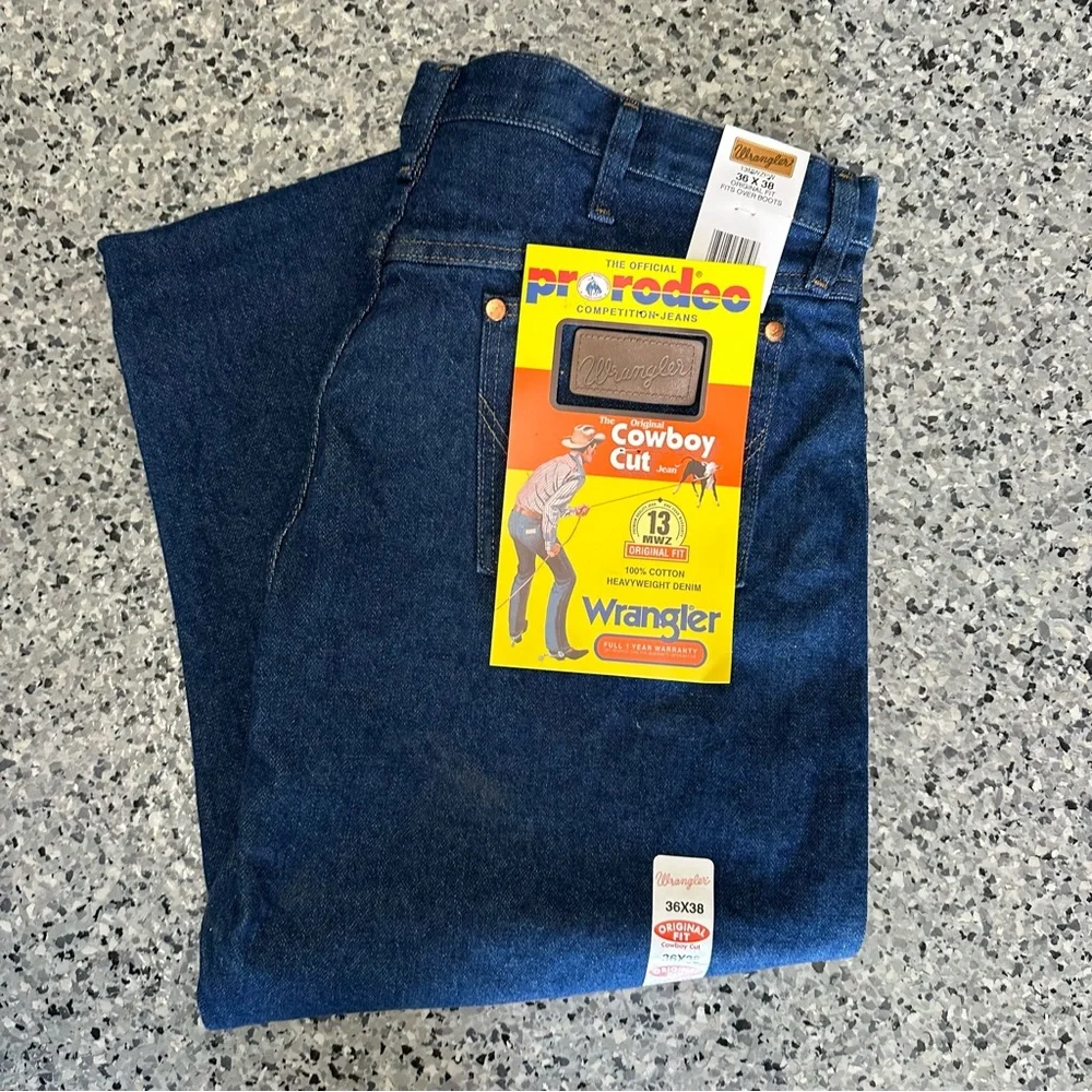 Men’s new Wrangler Pro rodeo cowboy cut denim blue jeans original‎ fit 36x38